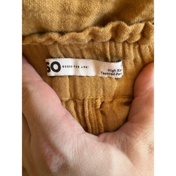 SO Brand Mustard Yellow 100% Linen Drawstring Pant Size XS - Picture 3 of 4